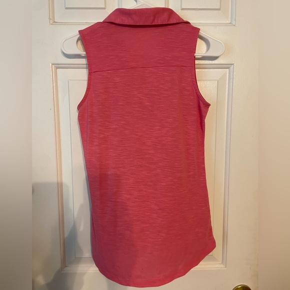 Pink collared button down tank top - Picture 2 of 3